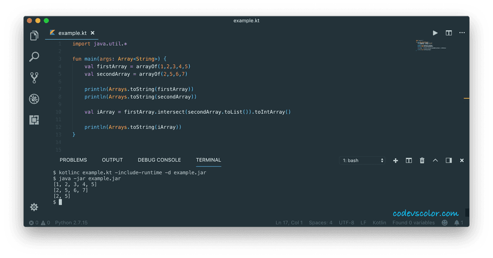 kotlin array intersect