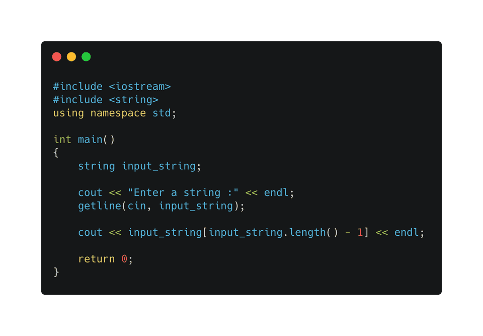 C++ find last string character