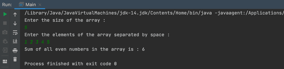 java sum even in array