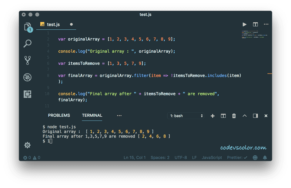 javascript delete element from array