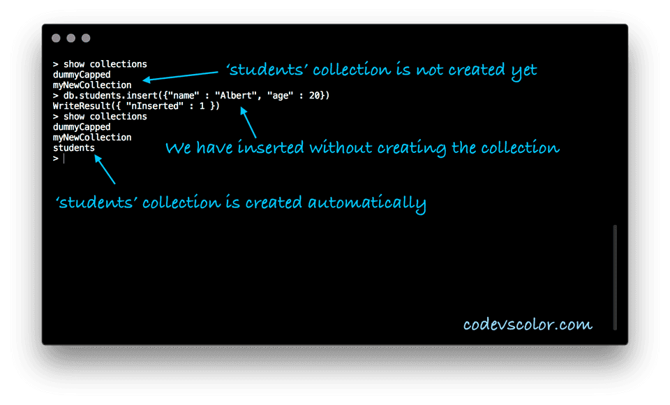 MongoDB insert without creating collection