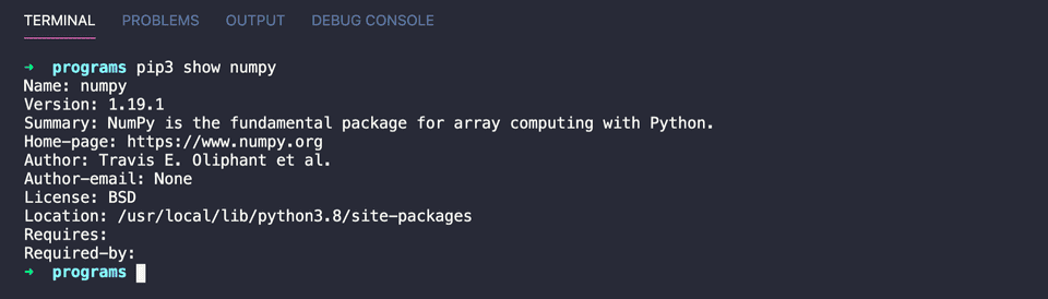 pip3 show numpy