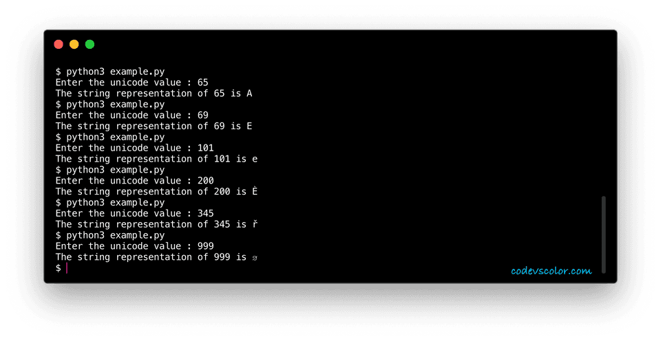 python convert unicode or ascii value to char