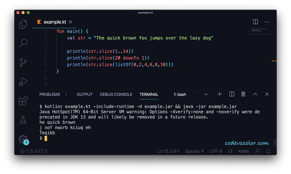 Kotlin string slice