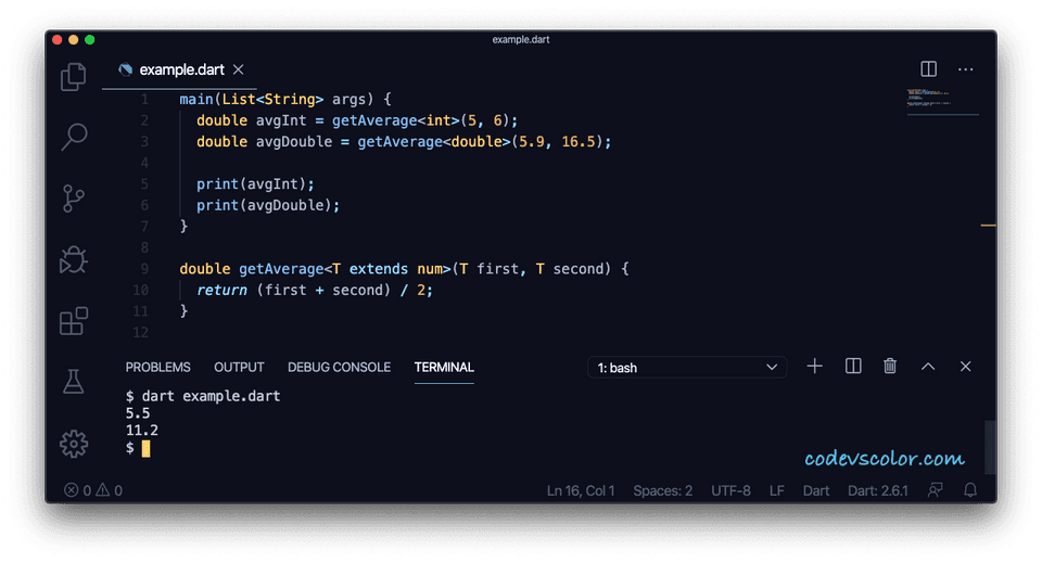 Dart generic method example