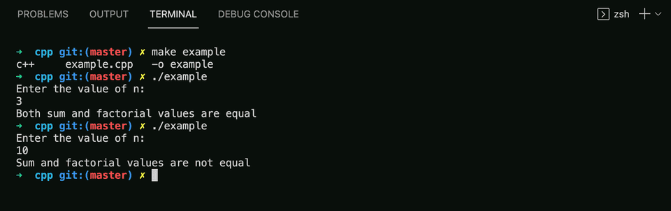 C++ find n factorial divisible by sum of 1 to n