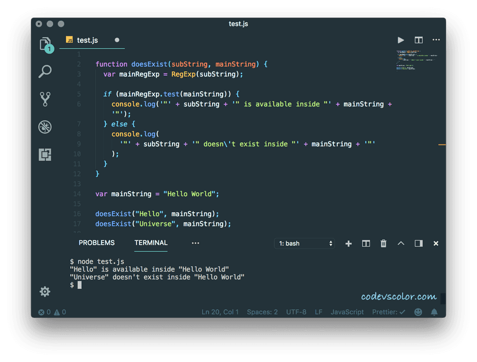 javascript check if string contains substring