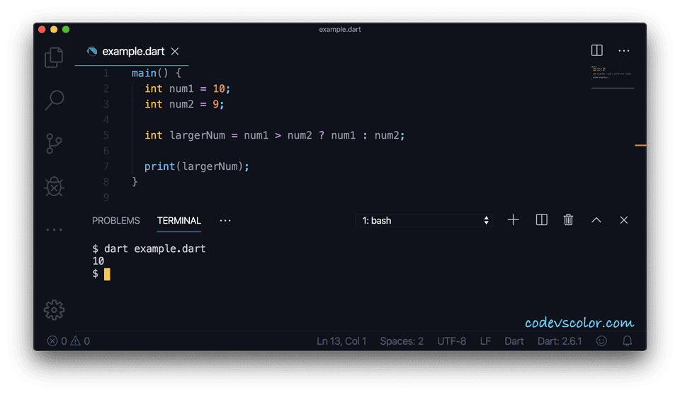 Dart find larger conditional expression