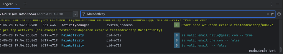 Kotlin example to validate email