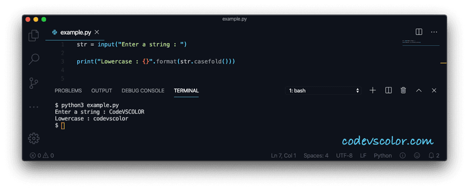 Python casefold example