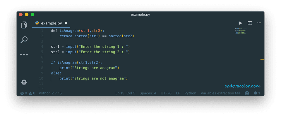 python check strings anagram