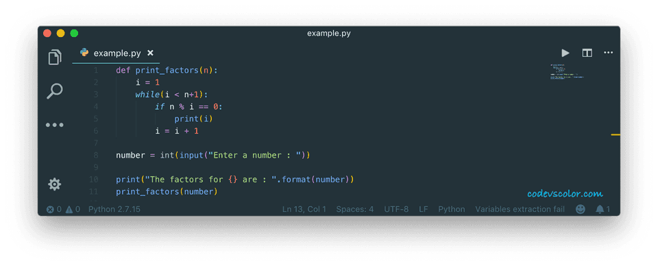 python find factors number using while loop