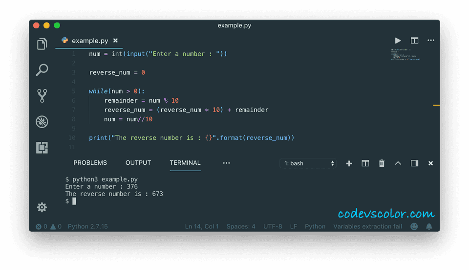 python program reverse a number