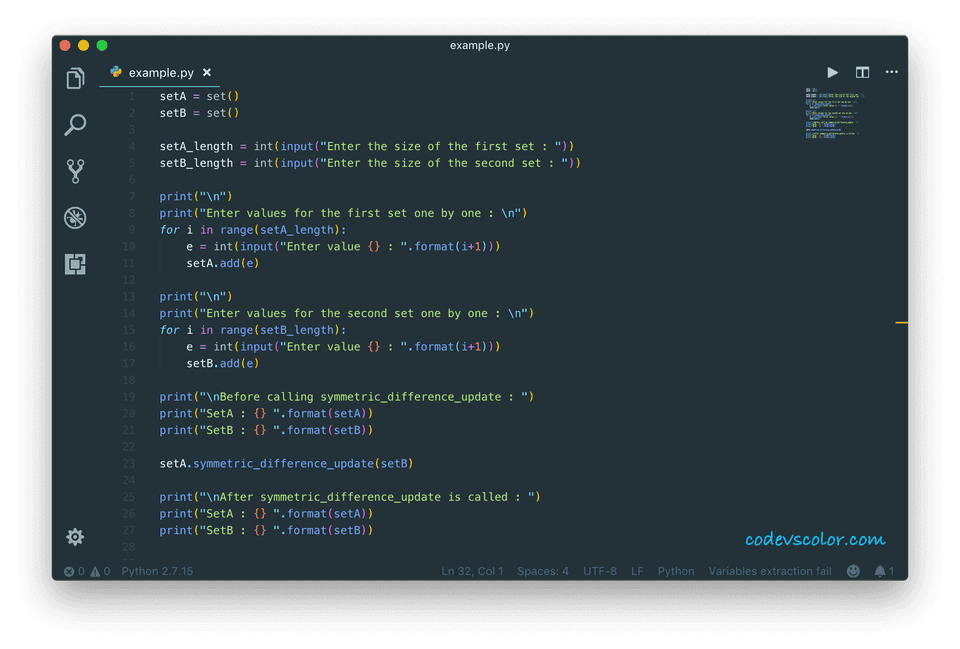 python symmetric_difference_update