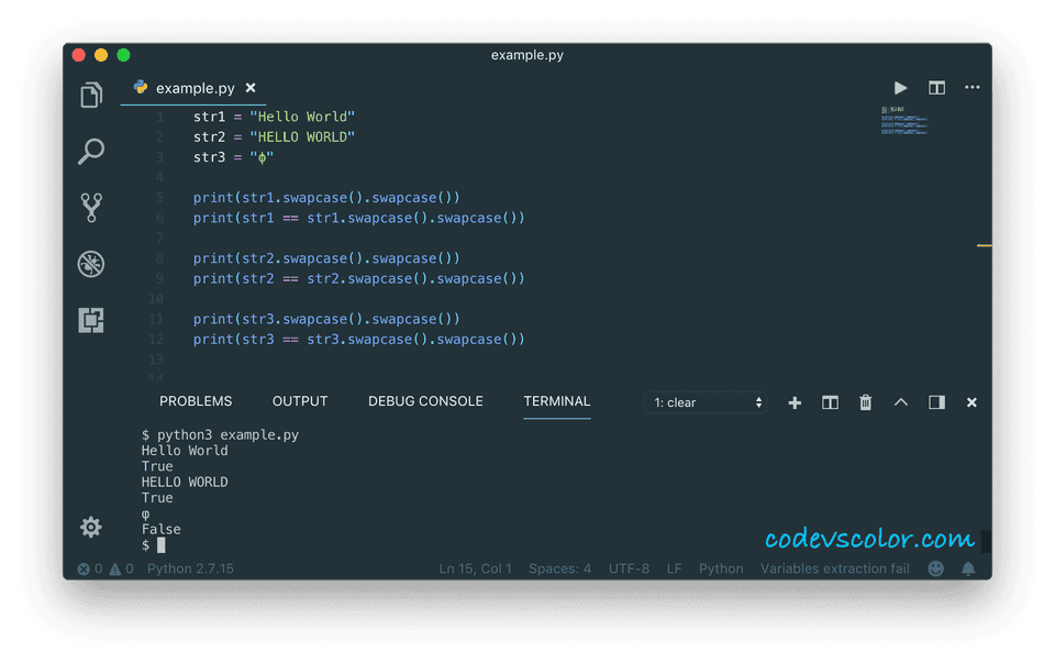 python swapcase example