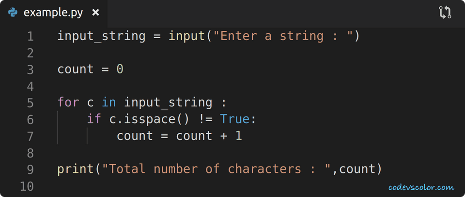 python count total characters in string