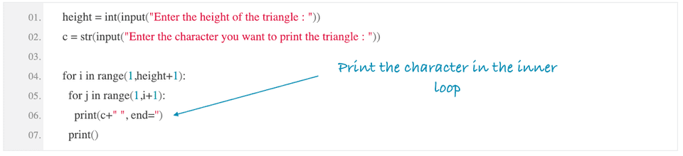 python print right angled triangle using star