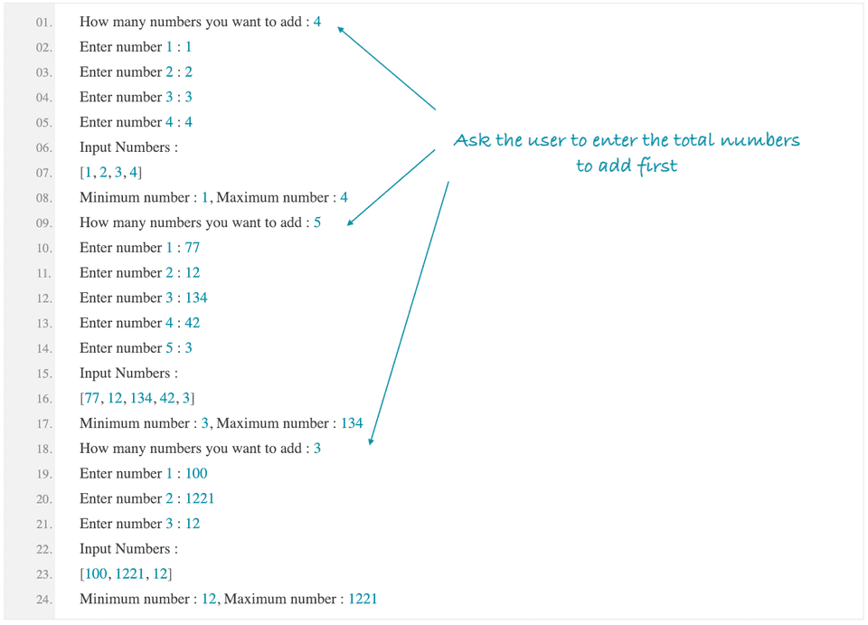 find max min in list