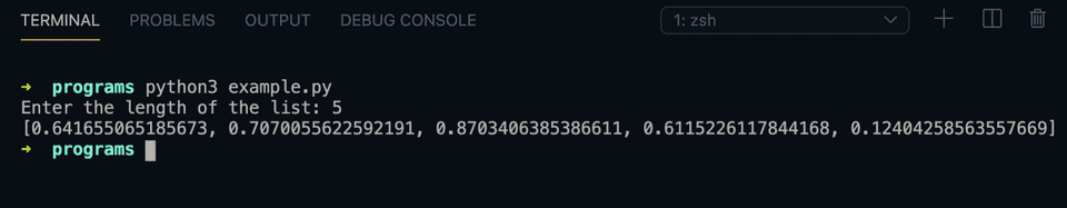 Python random number list