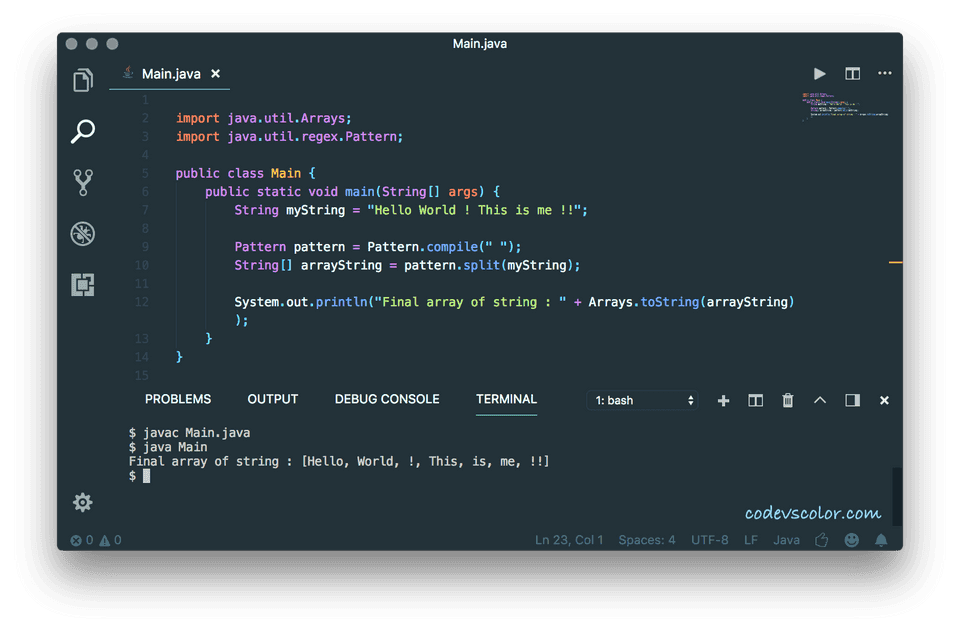 java program to convert string array of string