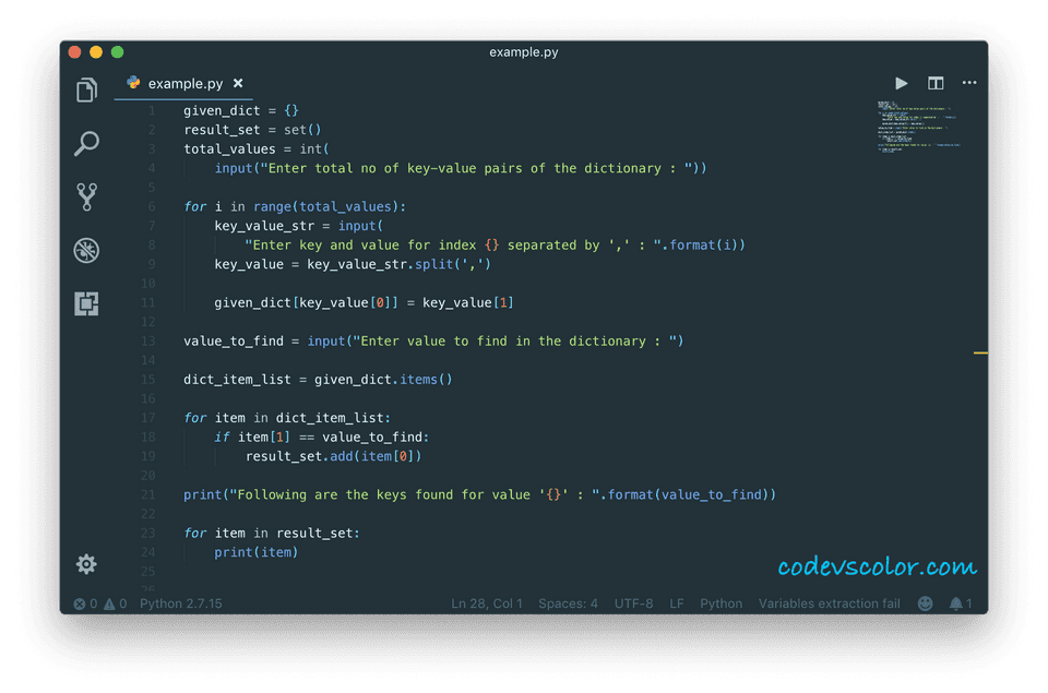 python dictionary find key with same value