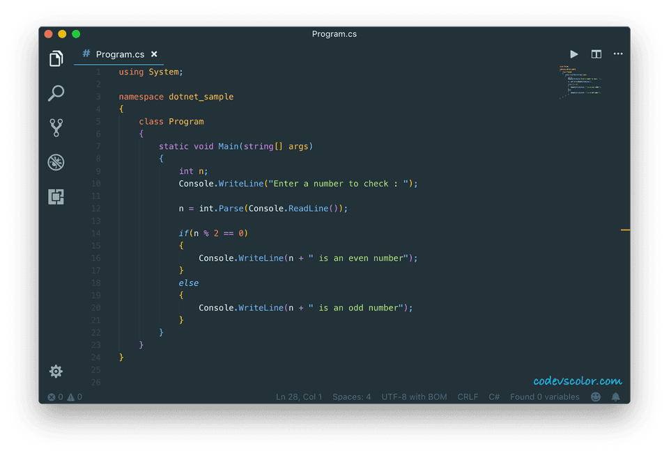 c sharp check if a number is odd or even
