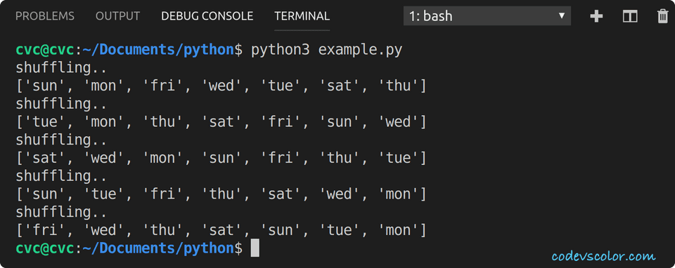 python shuffle list