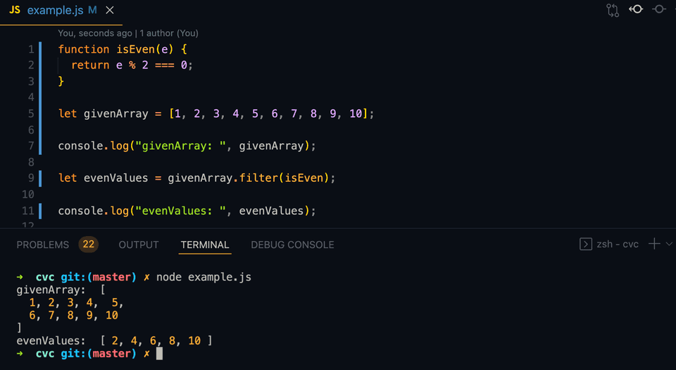 JavaScript filter example