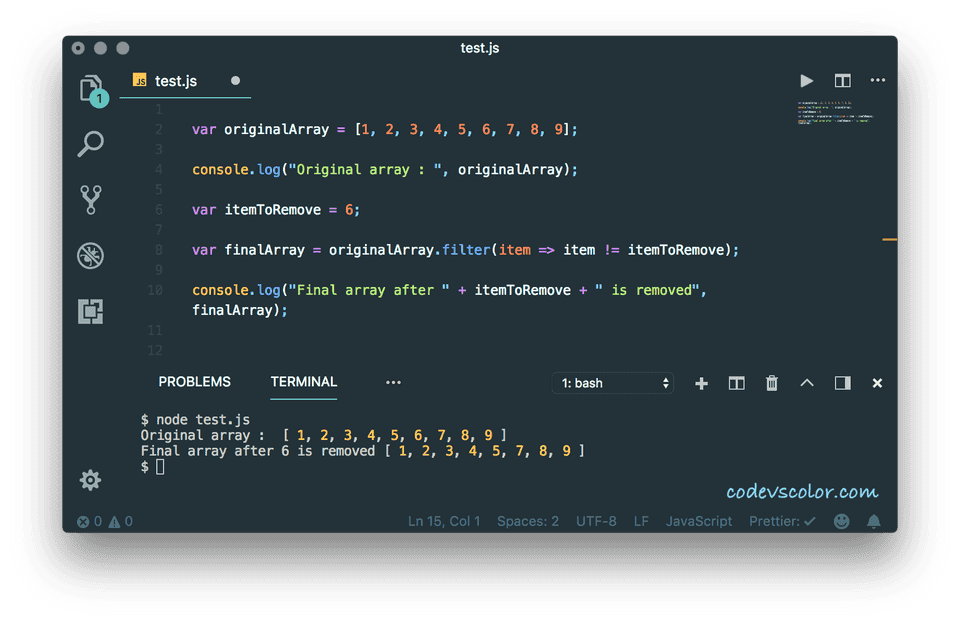 javascript delete element from array