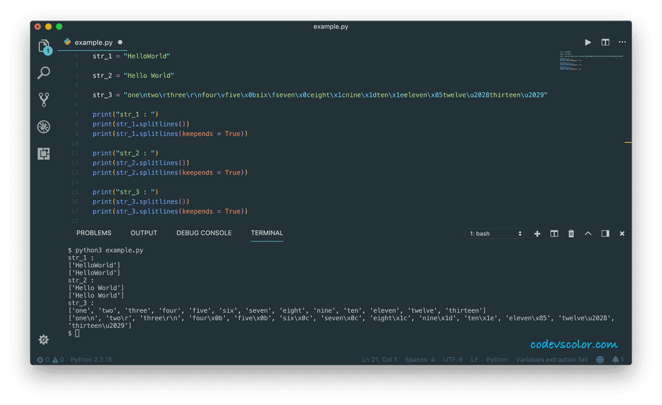 python splitlines example