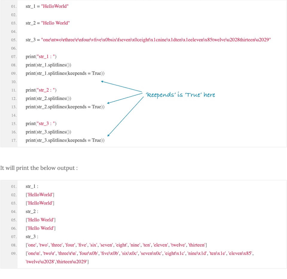 python splitlines