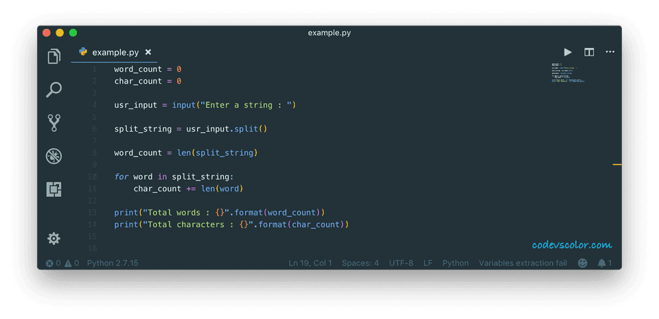 python count words and characters in string