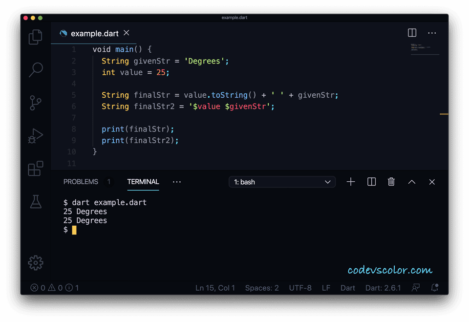 Dart concat string integer