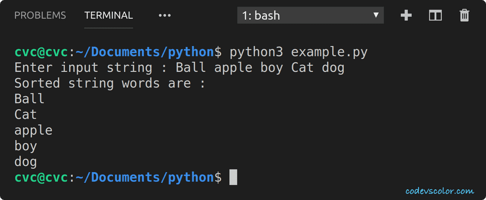 python sort words in a string