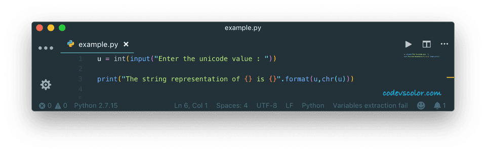 python convert unicode or ascii value to char