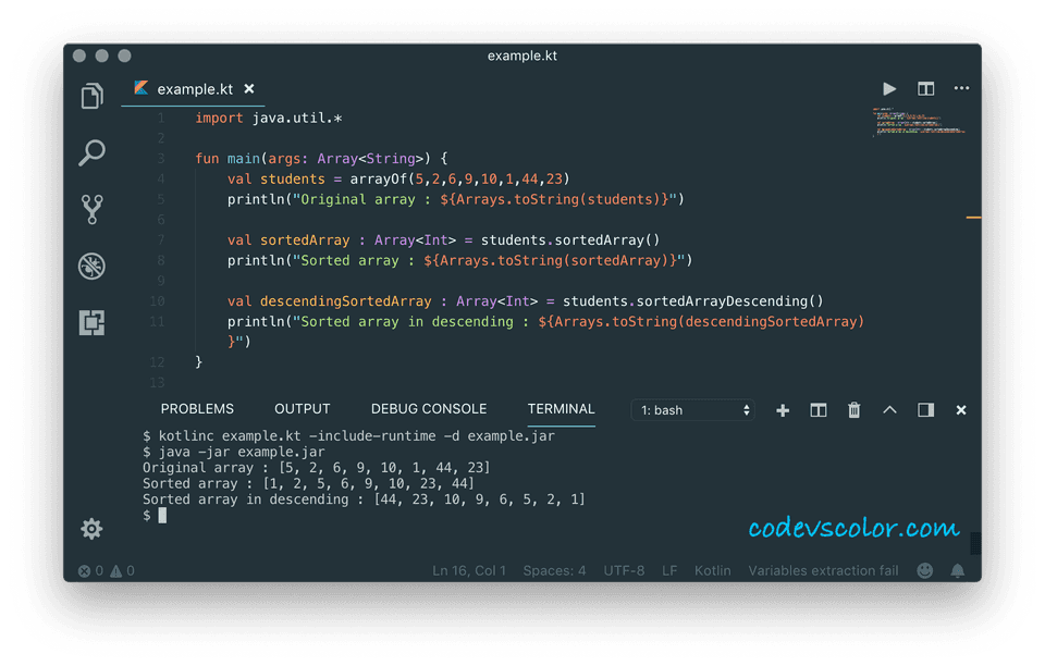 kotlin sort array