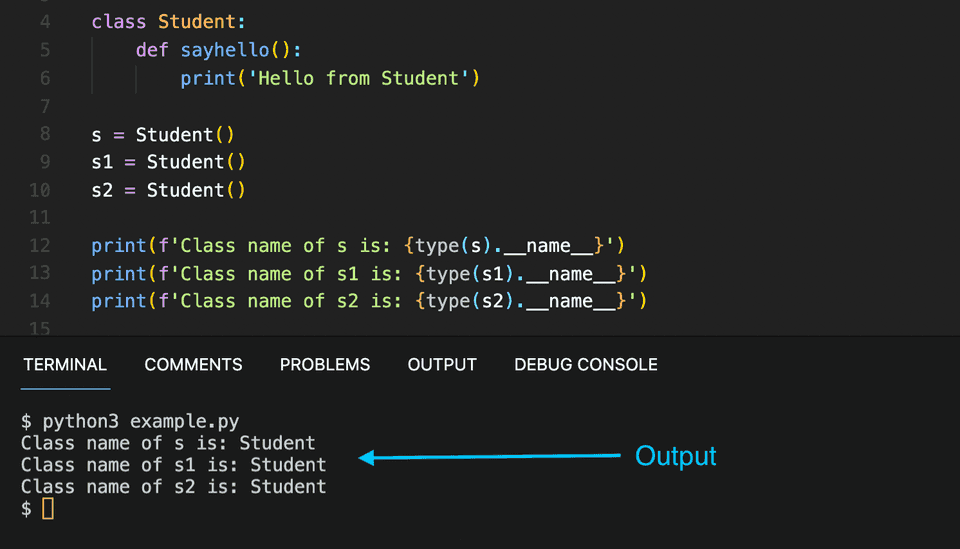 Python get class name example