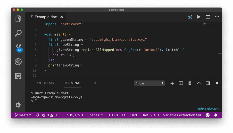 dart replace substring in string