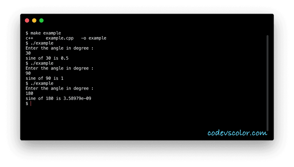 C++ sin() example