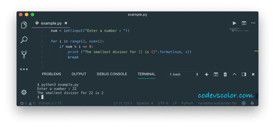 python find smallest divisor number