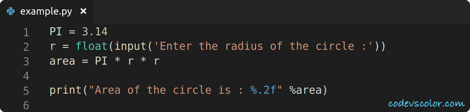 python find circle area