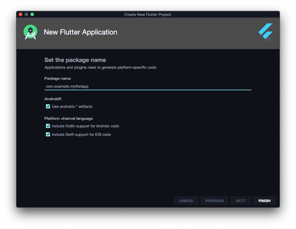 android studio flutter package