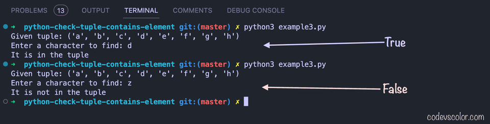 Python check if a tuple contains an element