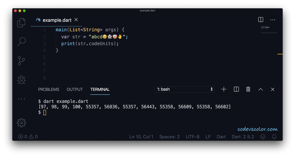 Dart codeunits example