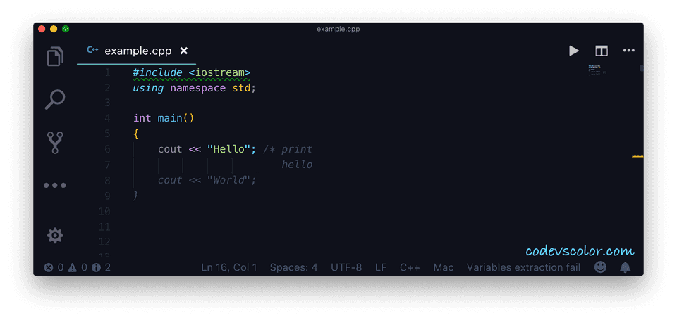 C++ comments example