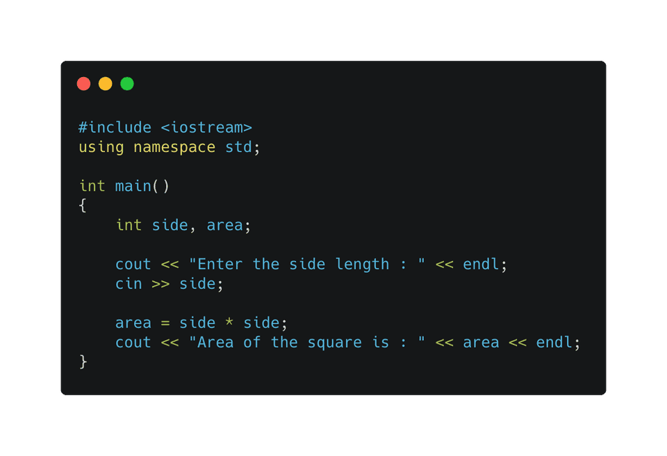 c++ program to calculate square area