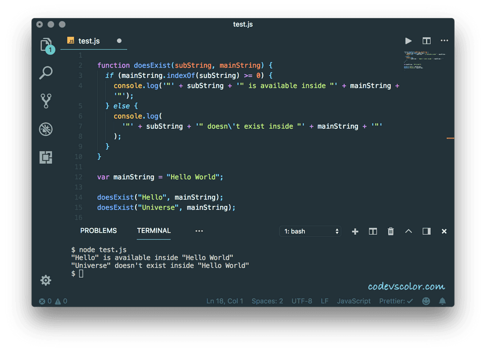 javascript check if string contains substring