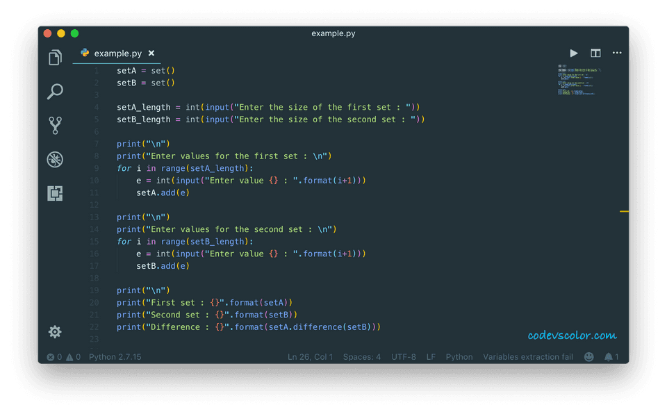 python find difference between two sets