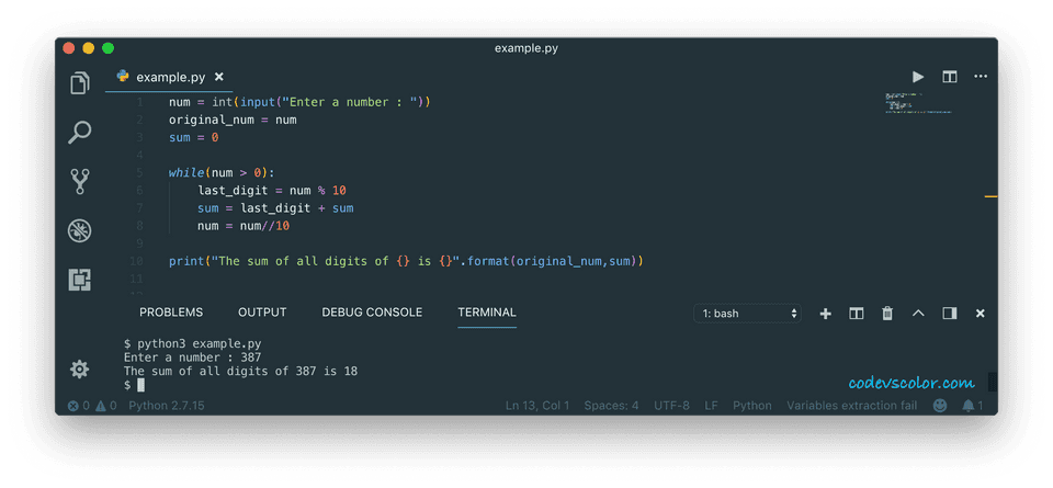 python find sum of all digits number